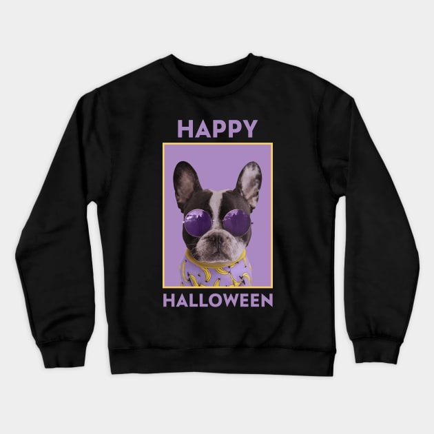 Happy Halloween Dog Meme Crewneck Sweatshirt by Evlar